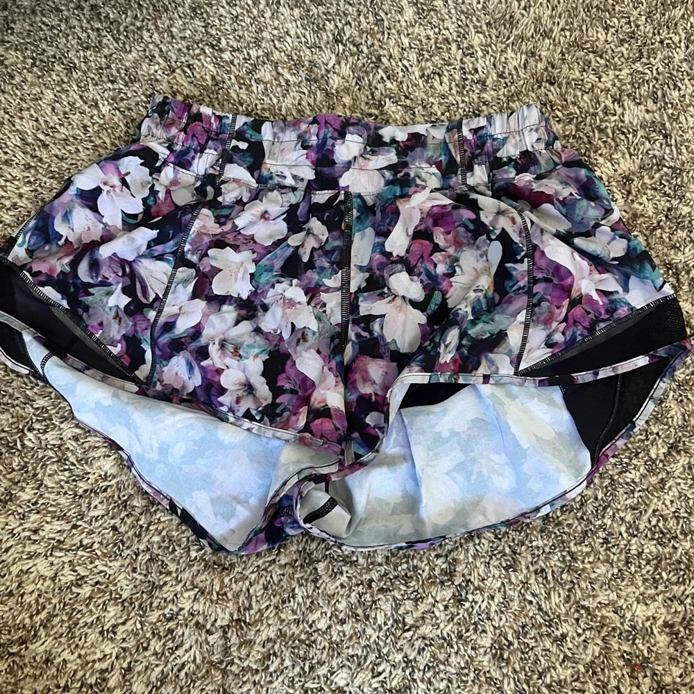 lululemon athletica Floral Athletic Shorts - Purple and Black